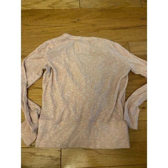 Saturday Sunday Anthropologie women's pale pink ribbed v-neck wrapped sweater XS - Picture 7 of 7